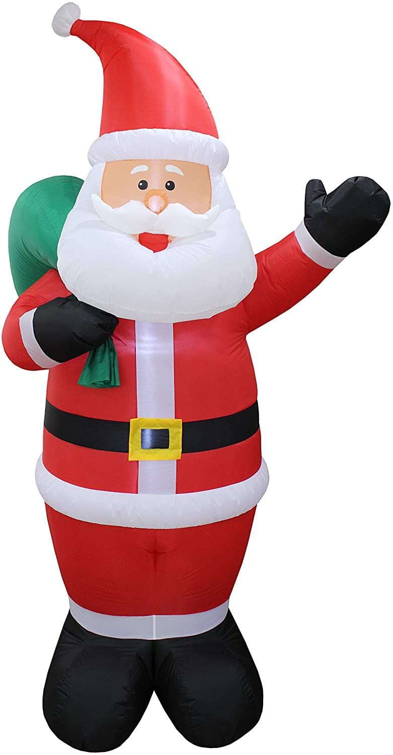 8FT Christmas Inflatable Santa Claus with Gift Bag Built-in LED Lights Blow-Up Yard Party Decoration for Xmas Airblown Inflatable Outdoor Indoor Home Garden Yard