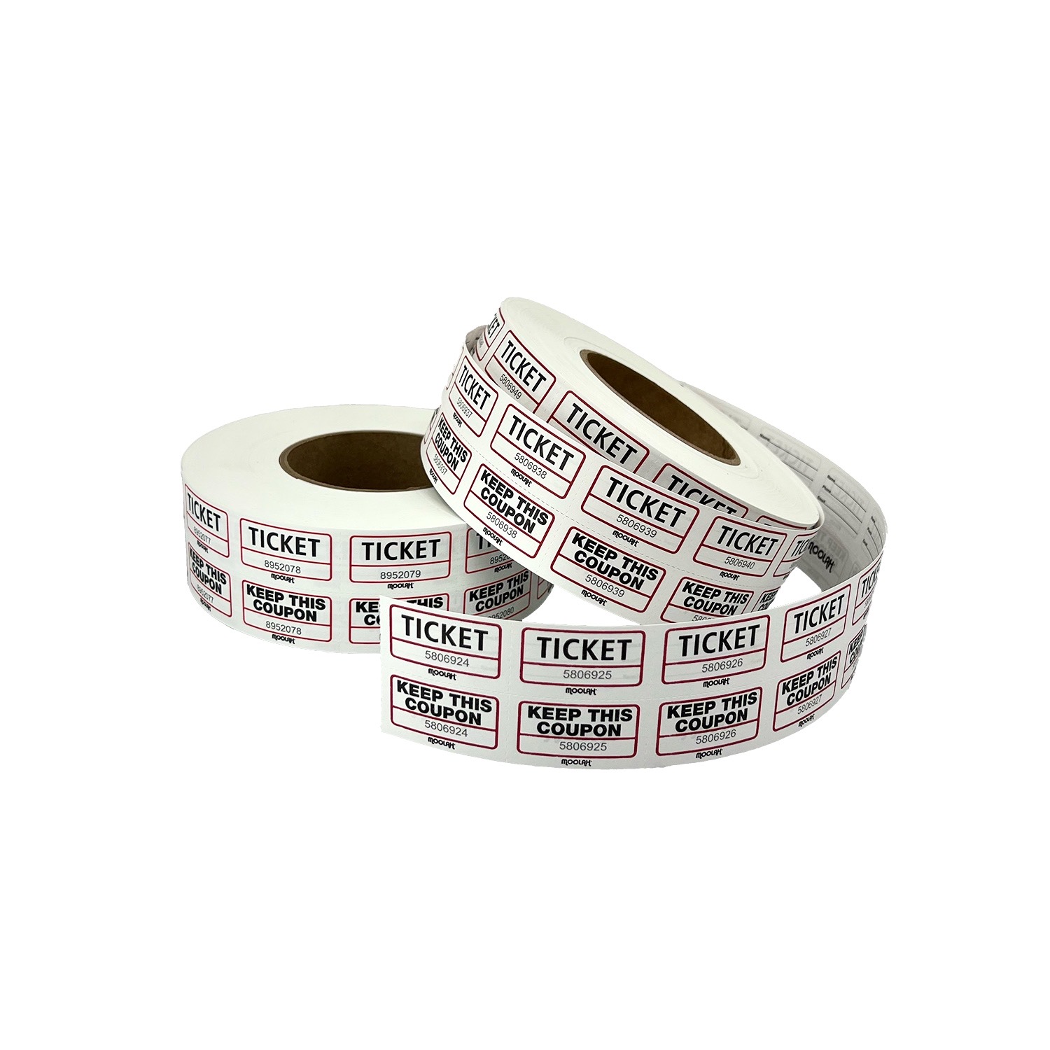 Moolah Double Ticket Roll, White, 2 Pack