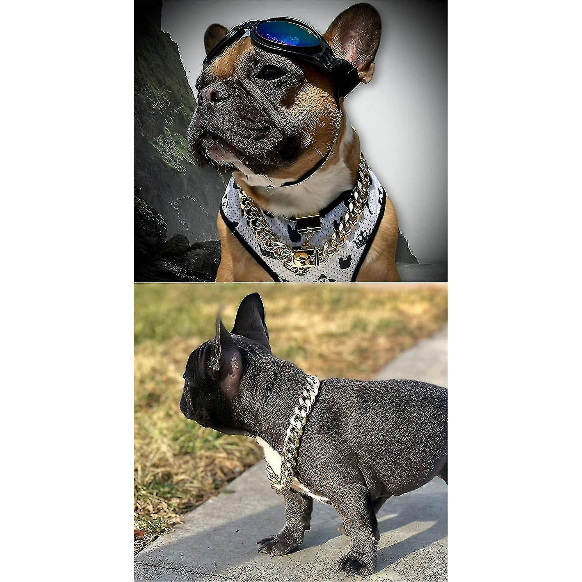 Gold Dog Chain Choke Collar,Solid Cuban Link Strong, Heavy Duty