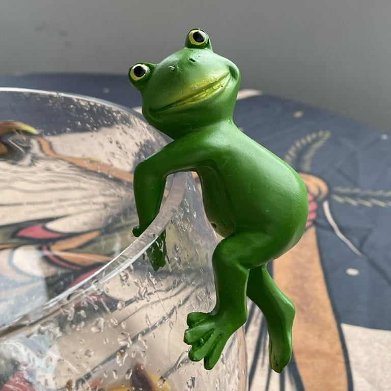 Set of 3 Cute Frog Figurines Hanging Animal Statue,Resin Pot