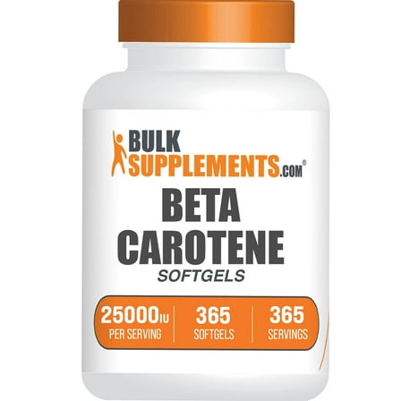 BulkSupplements Beta Carotene Softgels - 25000IU Per Serving (365 Softgels - 365 Servings)