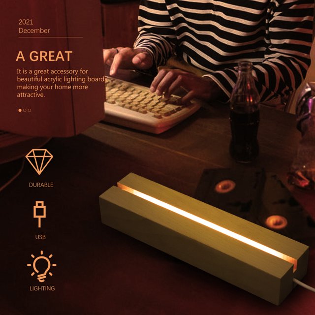 ELAYARD Khaki LED Light Display Stand Synthetic Material Rectangular Shape Simple Style 1Pcs