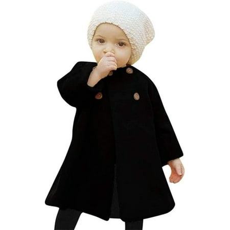 

Younger Tree Toddler Baby Girl Fall Winter Solid Long Sleeve Button Jacket Coats Outwear for 2-3T