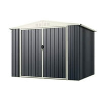 Yardi Yarda 7.5 x 6.3 FT Metal Outdoor Storage Shed with Lockable Door, Rustproof Storage Shed with Stable Construction, Gray