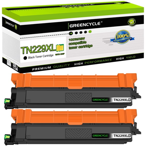 Greencycle TN229XL TN229K Black Toner Cartridge Compatible for Brother TN229-XL TN229 TN229BK use for MFC-L3780CDW MFC-L3720CDW HL-L3220CDW HL-L3280CDW HL- L3300CDW Printer (2 Pack,High yield)