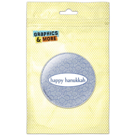 Happy Hanukkah Swirls Blue Pinback Button Pin Badge