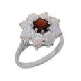 thumbnail image 1 of LBG British Made 14k White Gold Real Genuine Garnet & Opal Womens Statement Ring - 33 size options - Size 8.25, 1 of 6