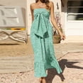 thumbnail image 5 of Boho Maxi Dress for Women Summer Floral Off Shoulder Strapless Ruffle Beach Vacation Clothes Outfits for Women Flowy Long Dresses Vestidos Casuales Para Mujer, 5 of 9