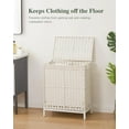 thumbnail image 2 of Laundry Hamper with Lid, 112 L Handwoven Rattan Wicker Laundry Basket, 2 Removable Liner Bags Metal Heightened Feet, 6 Mesh Bags, 2 Section Large Clothes Hamper for Bathroom Bedroom, White, 2 of 14
