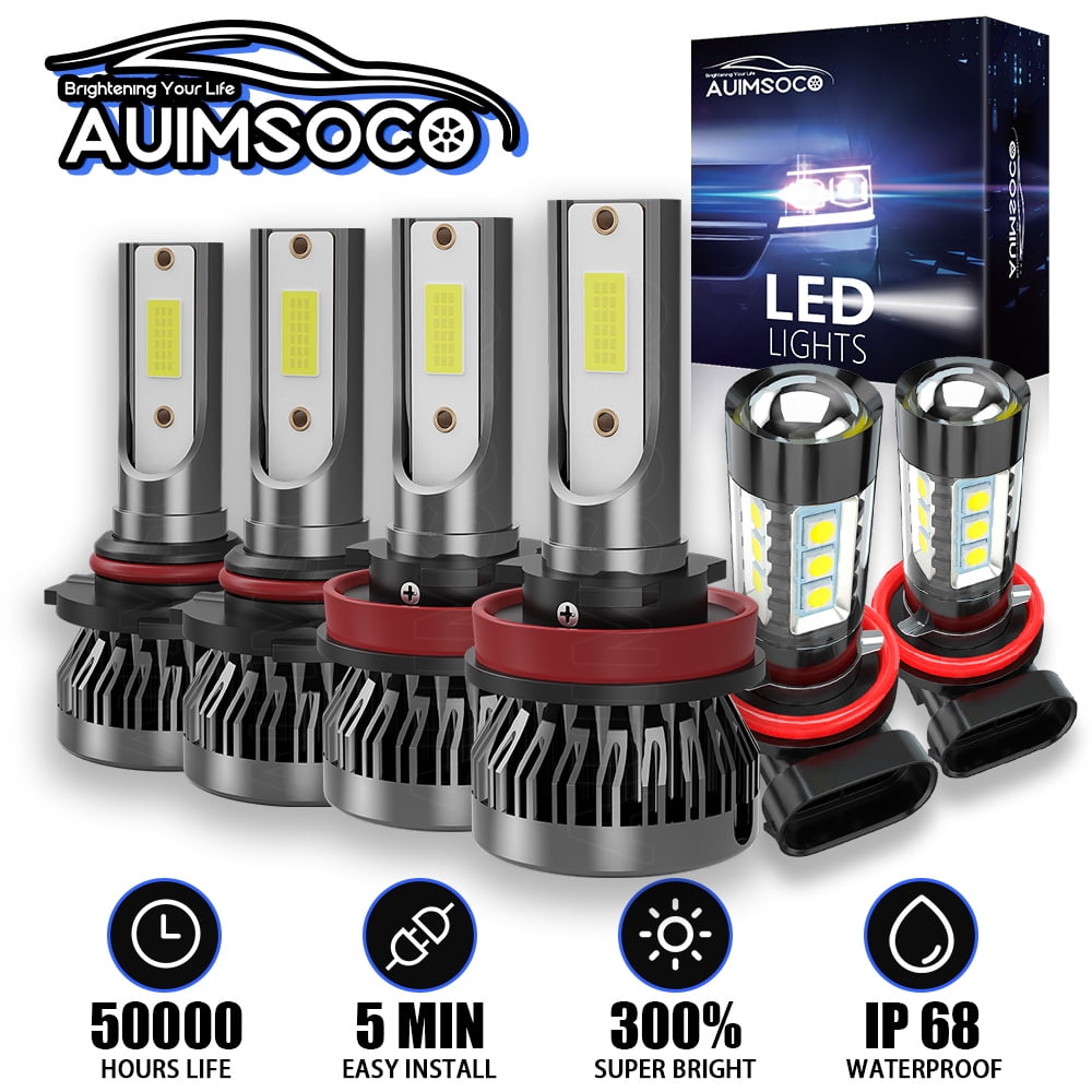 For Nissan Pathfinder 2013-2016 6PCS LED Headlight Bulbs High Low Beam Fog Light, HIGH POWER 300% Brighter