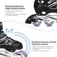 thumbnail image 4 of Patines En Línea Profesionales Adulto Ajustables Con Luces  talla XL Negro Lineas Blancos, 4 of 5