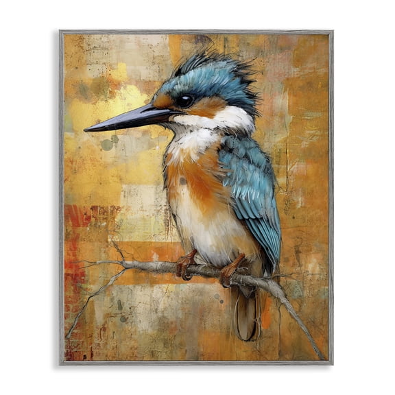 Stupell Industries Modern Blue Jay Modern Gray Framed Giclee Art, 11 x 14, by Enrico McGarrigle
