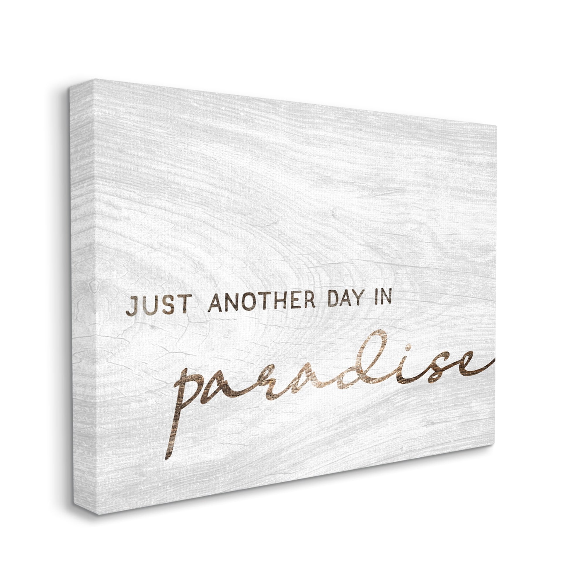 Stupell Industries Paradise Phrase Glam Cursive White Grain Pattern Canvas Wall Art, 40 x 30, Design by Lil' Rue