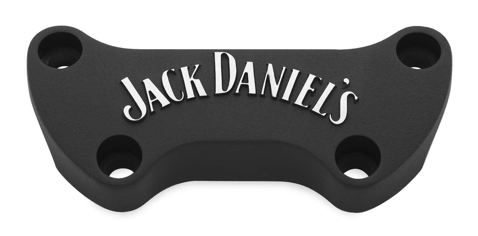 JACK DANIELS Script Handlebar Clamps Wrinkle Black with Machined Logo 106248