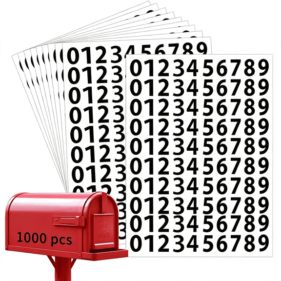 CCOCC 1000Pcs Number Stickers,0.5" Waterproof Vinyl Number Stickers,Consecutive Numbers 0-9 Labels Self-Adhesive without Residue Left for Indoor and Outdoor(Each Numbers 100Pcs,Black)