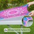 thumbnail image 6 of Pink Tie Dye Lotus Pattern Square Fitted Tablecloth with Elastic Edge,Square Table Cover,Washable Elastic Table Cover for Home Kitchen Party Decor 34"x34", 6 of 6