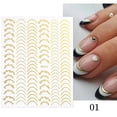 thumbnail image 1 of Pegatinas de uñas de líneas 3D, calcomanías de letras de rayas de Metal de oro rosa plateado, deslizadores de Arte de uñas de Gel curvo, decoración de manicura, 1 of 4