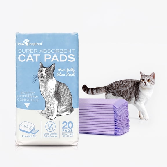 20ct Paw Inspired Scented Cat Pads, Generic Refills for Tidy Cats Breeze Cat Litter Box Pads System, Cat Pee Pads 16.9 x 11.4 inch