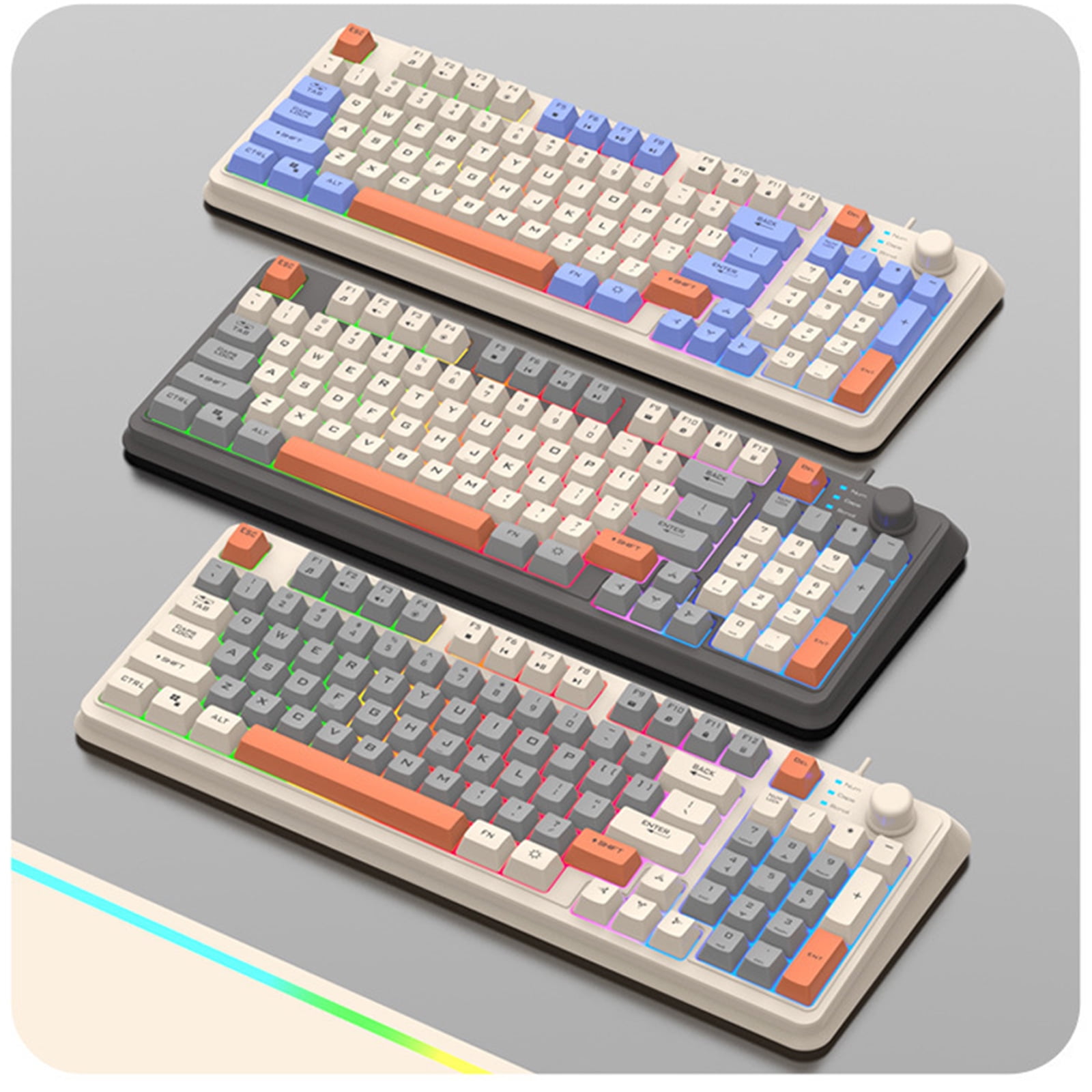 Portable 94 Keys Mechanical Gaming Keyboard Cord Hot Swappable LED Backlit Keycap Mechanical Keyboard for Desktop