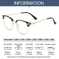 thumbnail image 3 of Fashion Simple Frame Vintage Eye Protection Reading Glasses Ultra Light Glasses Anti-Blue Light BLACK GOLD STRENGTH 100, 3 of 7