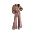 thumbnail image 3 of Zynoxe Women Suits 2 Piece Set with Pockets Classic Round Neck Long Sleeve Crop Sweatshirt & Drawstring Wide Leg Pants Suit Fashion Polka Dot Sweatsuit Set Vacation Outfits for Women Pink 2XL, 3 of 8