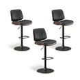 thumbnail image 4 of EOP Modern Upholstered Barstools Set of 3, Adjustable Height Counter Stools with Bentwood, Faux Leather Swivel Bar Stools with Metal Frame, Black, 4 of 7