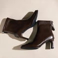 thumbnail image 4 of Women’s High Block Heel Back Zipper Ankle Booties, Elegant Dress Short Boots, Fashion Comfort Heeled Ankle Boots for Party Office Women Brown 7, 4 of 7