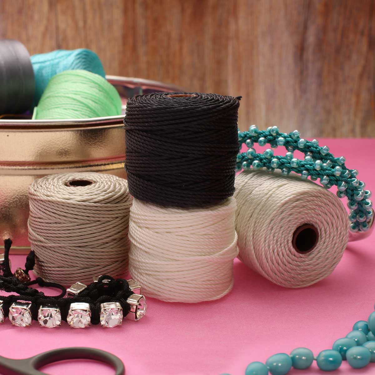 The Beadsmith S-Lon Heavy Nylon Cord – Salt & Pepper Mix – TEX400, .9mm Diameter, 4-Pack, 35 Yard Spools – For Stringing Beading Crochet, Micro-Macrame Jewelry & Kumihimo Projects
