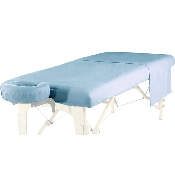 Royal Massage Deluxe Flanelle 3pc Jeu de Feuilles - Couverture de Visage, Équipé et Plat Drap - Bleu de Bleuet