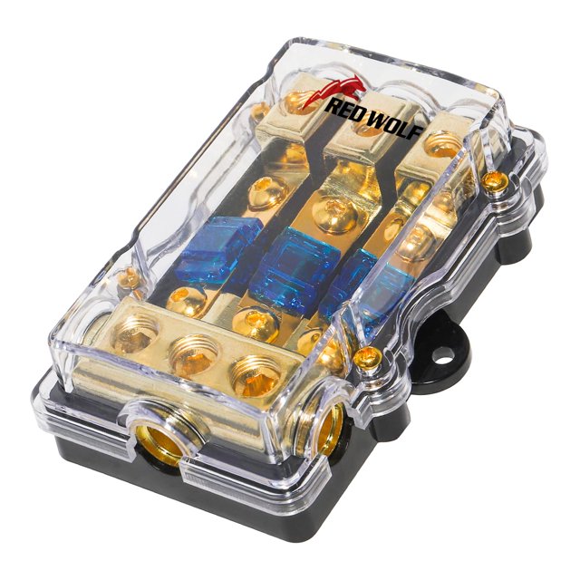 Portafusibles RED WOLF ANL 60A de 3 vías para líneas eléctricas de audio de automóviles
