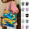 thumbnail image 2 of Great Craftmanship Smooth Zipper Shoulder Bag Reusable Vivid Flower Print Roomy Book Tote Bag for Daily Life, 2 of 10