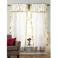 thumbnail image 2 of 2 Panels 2 Tieback-Gypsy Rod Pocket Curtains w Beads Valance White GLD 60W 108L, 2 of 3