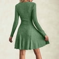 thumbnail image 6 of Zpanxa Womens Winter Dresses, Crew Neck Long Sleeve Ribbed Knit A Line Mini with Pleated Waist, 6 of 9