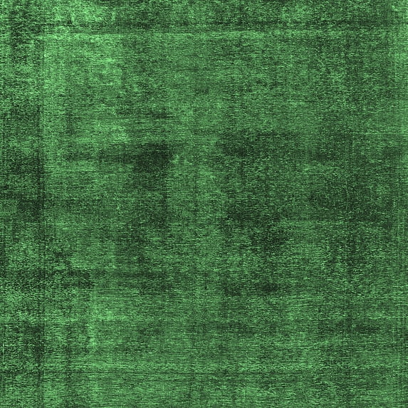 Ahgly Company Indoor Square Oriental Emerald Green Industrial Area Rugs, 3' Square