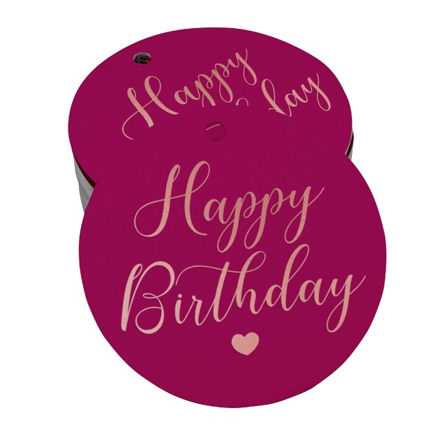 Inkdotpot Rose Gold Foil Paper Hang Tags Happy Birthday Favor Tags 100 Pieces