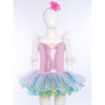 thumbnail image 5 of TSSOE Kids Girls Sequin Ballerina Skirted Leotard Swan Lake Ballet Dance Tutu Princess Dress with Hair Clip Cuffs Set Pink 3-4, 5 of 7