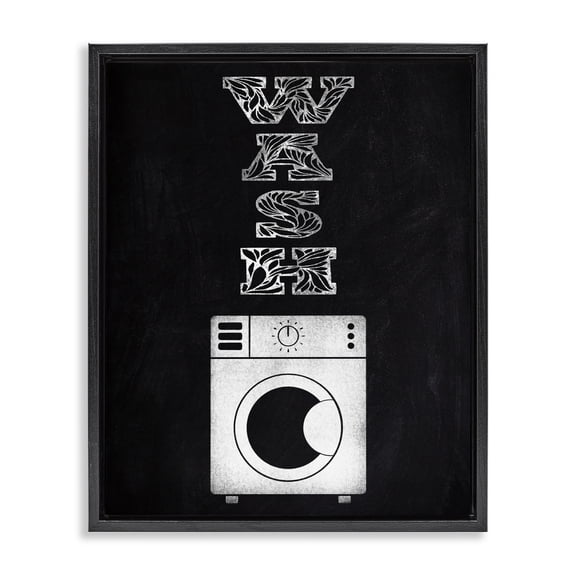 Laundry Wash Ornate Letters Black Framed Floater Canvas Wall Art, design by Marcus Prime