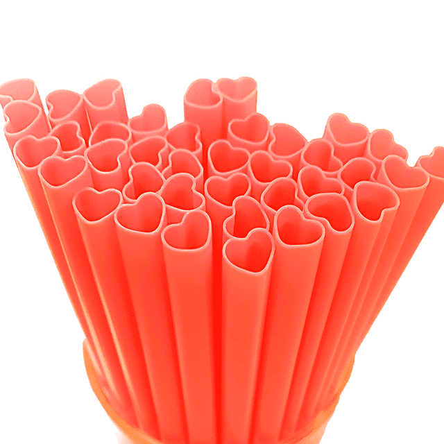 100 pajitas desechables con forma de corazón, bonitas pajitas para beber, envueltas individualmente, ideales para el Día de San Valentín y fiestas de cumpleaños.