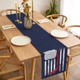 thumbnail image 3 of Navy Blue Hockey American Flag Table Runner - 90 Inch Long, Kitchen Dining Table Runner Dresser Scarves, Vintage Abstract US Flag Farmhouse Decor for Coffee Tables Wedding Party Banquet, 3 of 8