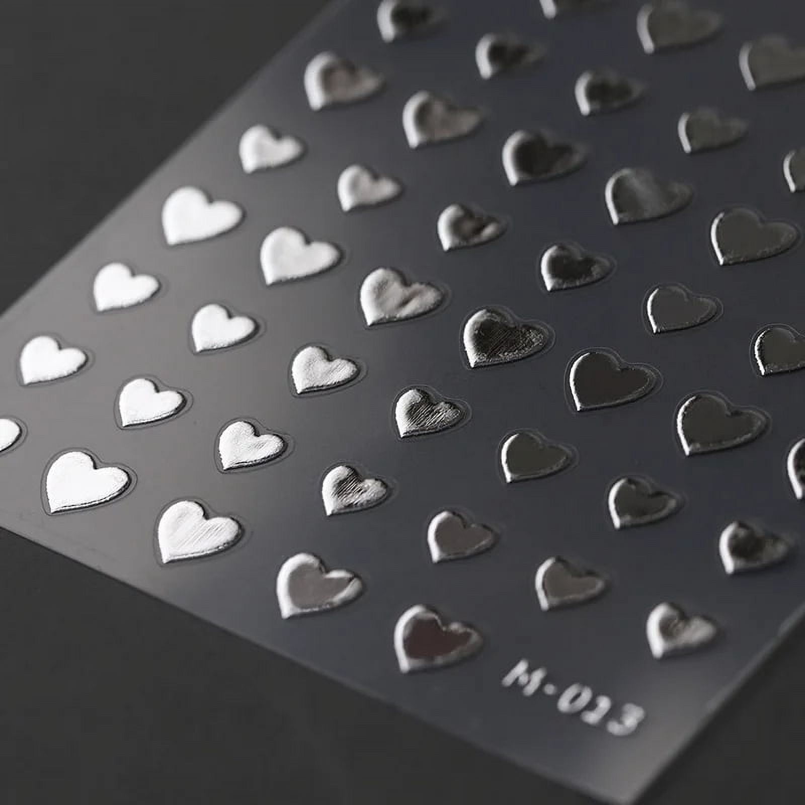Cute Love Heart Bronzing 5D Self Adhesive Nail Art Decoration Stickers Laser Silver Rose Gold Nail Decals Wholesale Dropshipping