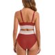 thumbnail image 4 of Trajes de baño Amzcrzy Tankini para mujer, bikini de control de abdomen, bikini de mujer, traje de baño de color dividido con cordón, traje de baño abdominal fruncido rojo, S, 4 of 9