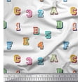 thumbnail image 1 of Soimoi Cotton Jersey Fabric Numbers & Alphabets Text Decor Fabric Printed Yard 58 Inch Wide, 1 of 3