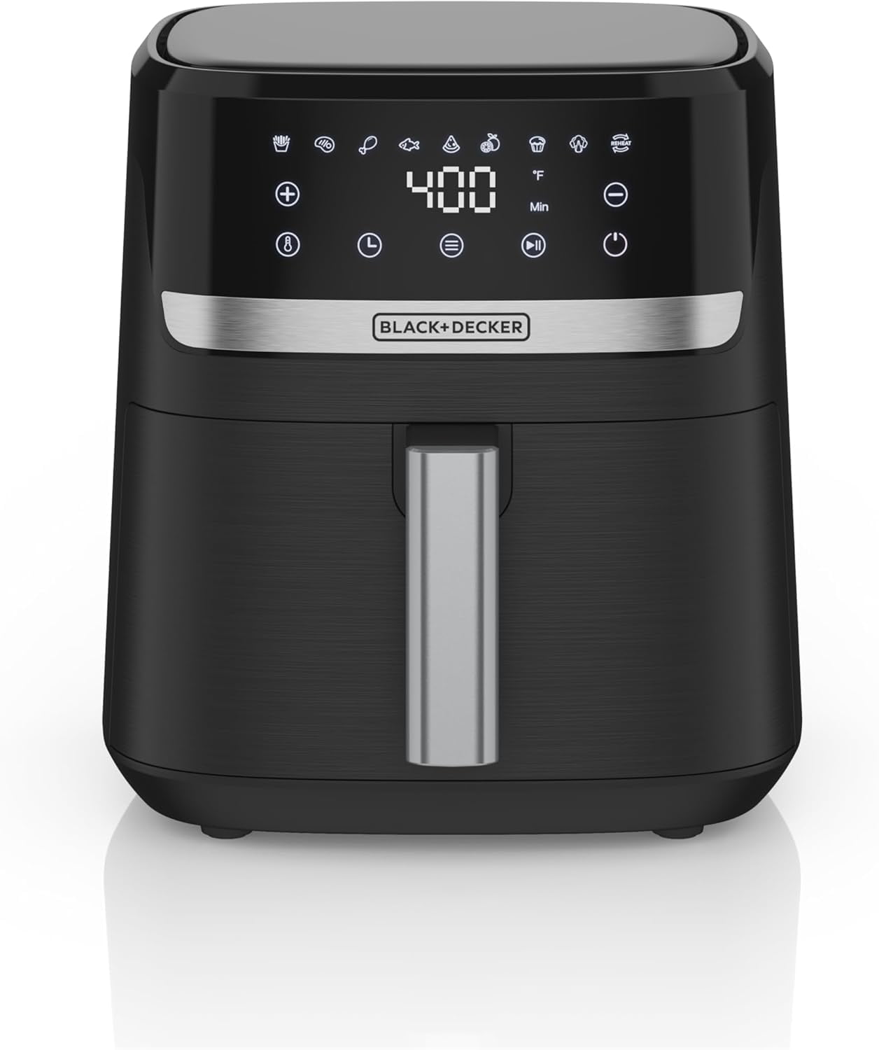 BLACK+DECKER Purify 2-Quart Digital Air Fryer with LED Touchscreen, 9 Presets, Auto Shut-Off, Shake Reminder, Dishwasher Safe Parts, AFBD22-0BD