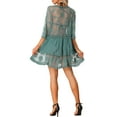 thumbnail image 3 of INSPIRAR CHIC Blusa de Manga Larga con Escote en V Profundo de Encaje Bordado y Malla Transparente Verde Surf M, 3 of 6