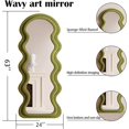 thumbnail image 5 of BOJOY Full Length Mirror, 63" x 24" Wall Mirror, Flannel Wrapped Wooden Frame Floor Mirror, Irregular Wavy Mirror Hanging or Leaning Against Wall for Cloakroom/Bedroom/Living Room - Green, 5 of 5
