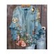 thumbnail image 1 of Women'S elegant V-Neck Blouse with Geometric Floral Print for Lotus Leaf Sleeves, Loose Fit Breathable Casual Top, 1 of 2