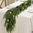 thumbnail image 4 of Guvpev 9FT Christmas Norfolk Pine Garland, Artificial Pine Needles Christmas Garlands, Faux Greenery Fake Garland for Holiday Fireplace,Table, Window, Stairs, Mantel, Indoor Outdoor Xmas Decor, 4 of 17