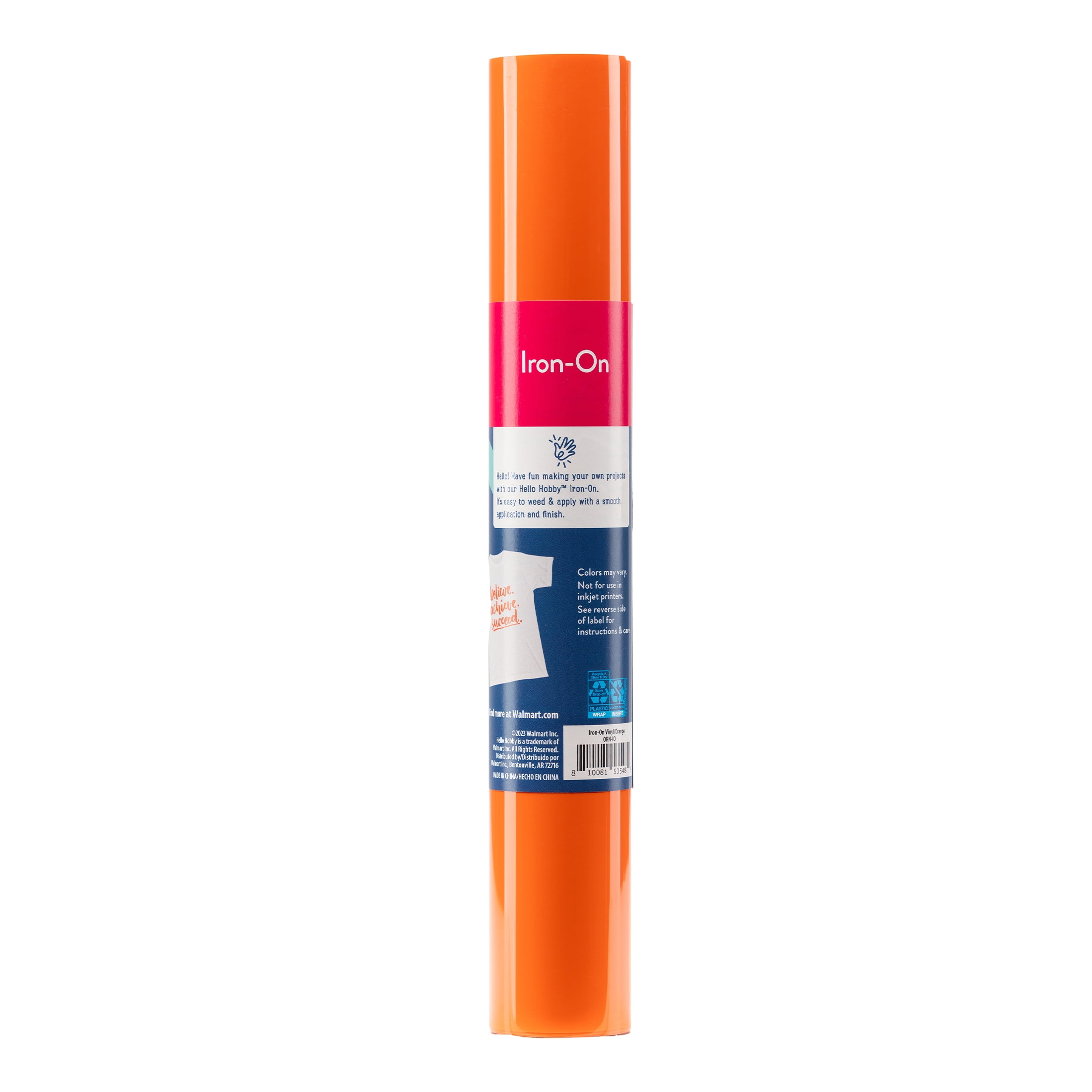 Hello Hobby 12" x 2' Orange Iron-On Craft Vinyl Roll