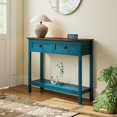 thumbnail image 2 of LiviNest Farmhouse Console Table for Entryway: 3-Zone Storage with 2 Drawers & Shelf - 30-Minute Tool-Free Assembly for Living Room & Hallway - Pagoda Blue Rustic Side Table, 2 of 6