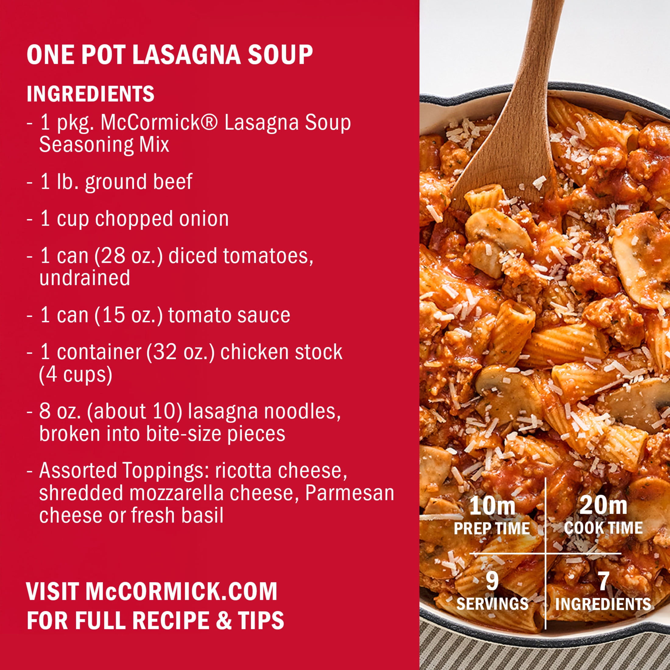 (2 pack) McCormick One Pot Lasagna Soup Seasoning Mix, 1.5 oz Packet